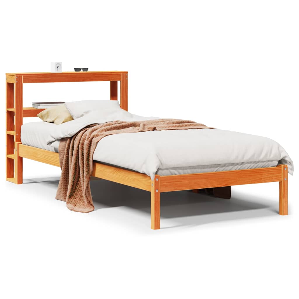 sengeramme med sengegavl 75x190 cm massivt fyrretræ gyldenbrun