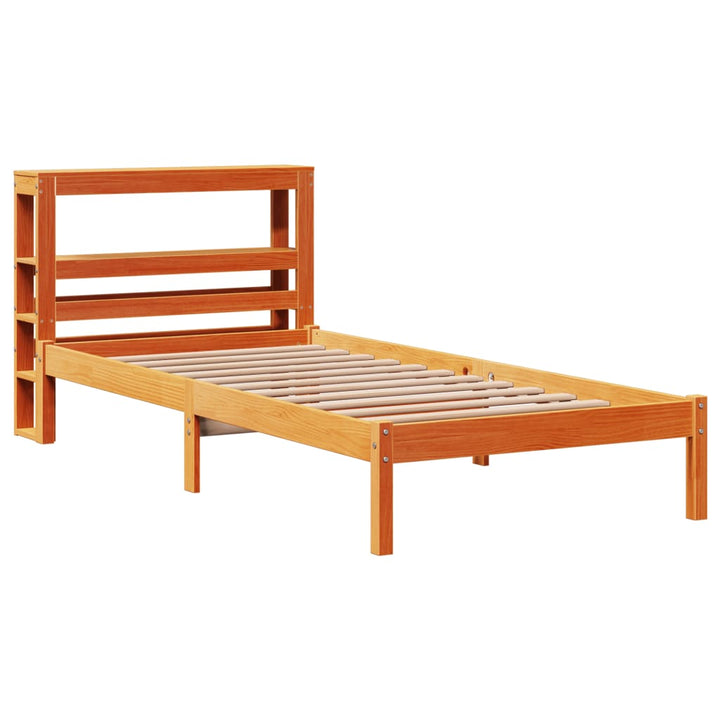 sengeramme med sengegavl 75x190 cm massivt fyrretræ gyldenbrun