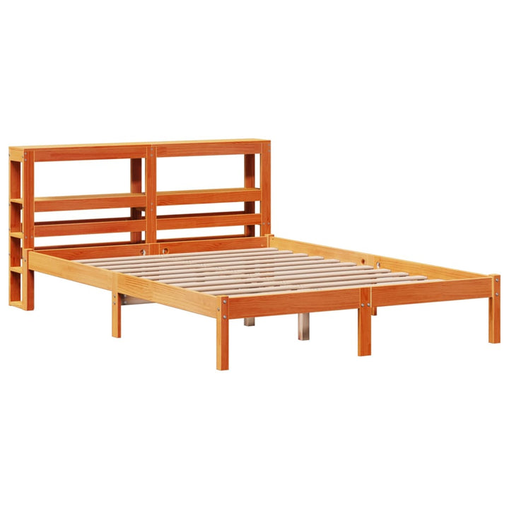 sengeramme med sengegavl 120x200 cm massivt fyrretræ gyldenbrun