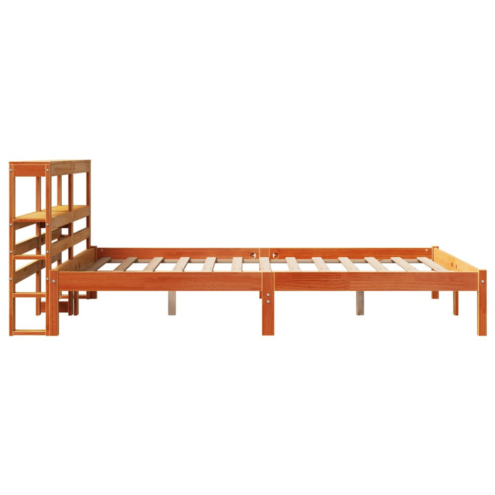 sengeramme med sengegavl 120x200 cm massivt fyrretræ gyldenbrun