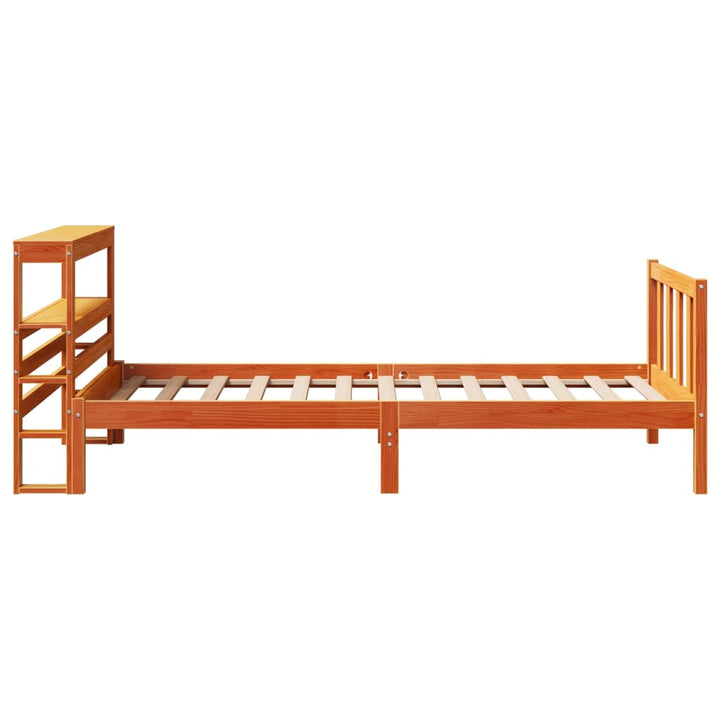 sengeramme med sengegavl 100x200 cm massivt fyrretræ gyldenbrun