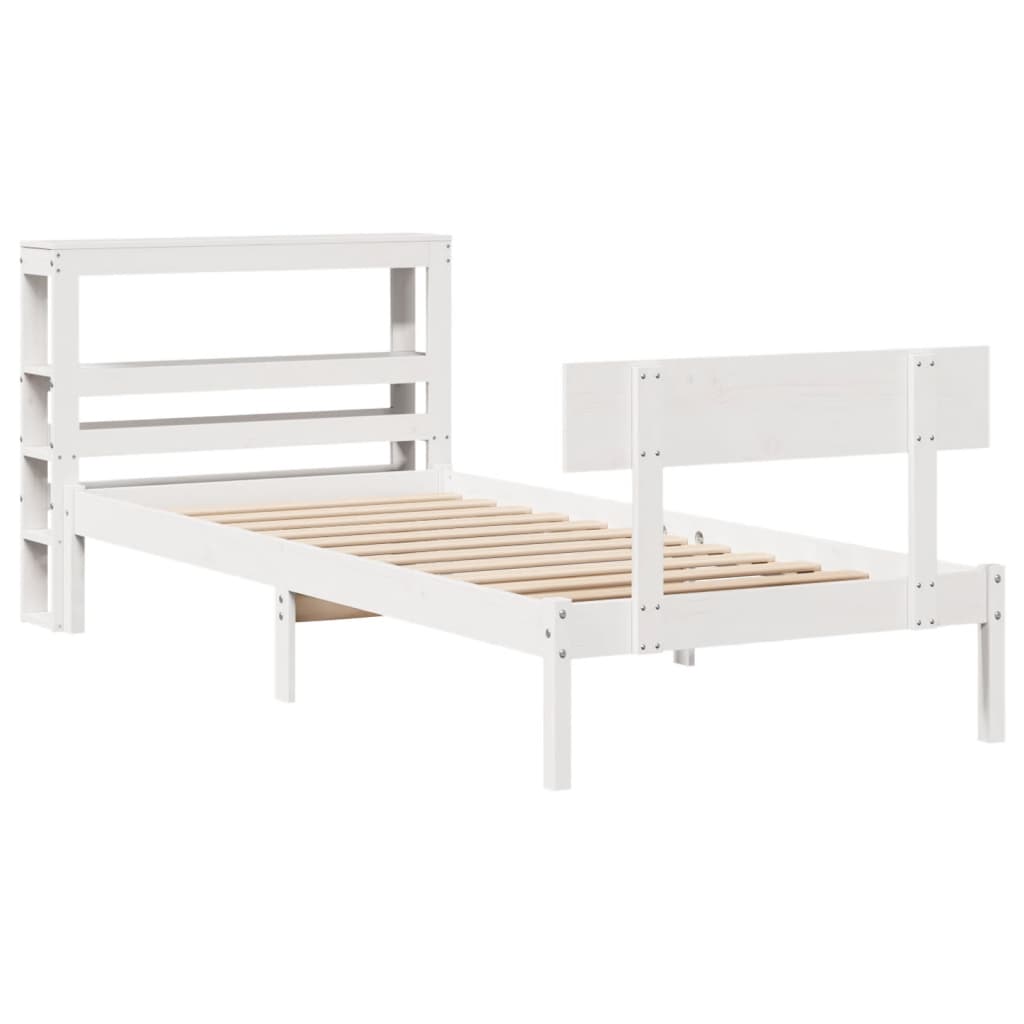sengeramme uden madras 90x190 cm massivt fyrretræ hvid