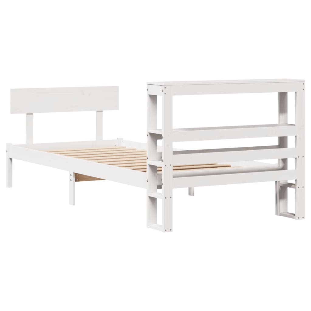 sengeramme uden madras 90x190 cm massivt fyrretræ hvid