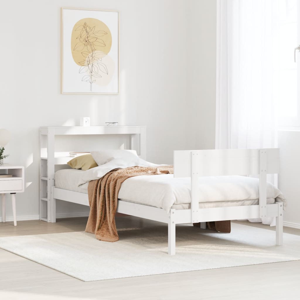 sengeramme uden madras 90x190 cm massivt fyrretræ hvid
