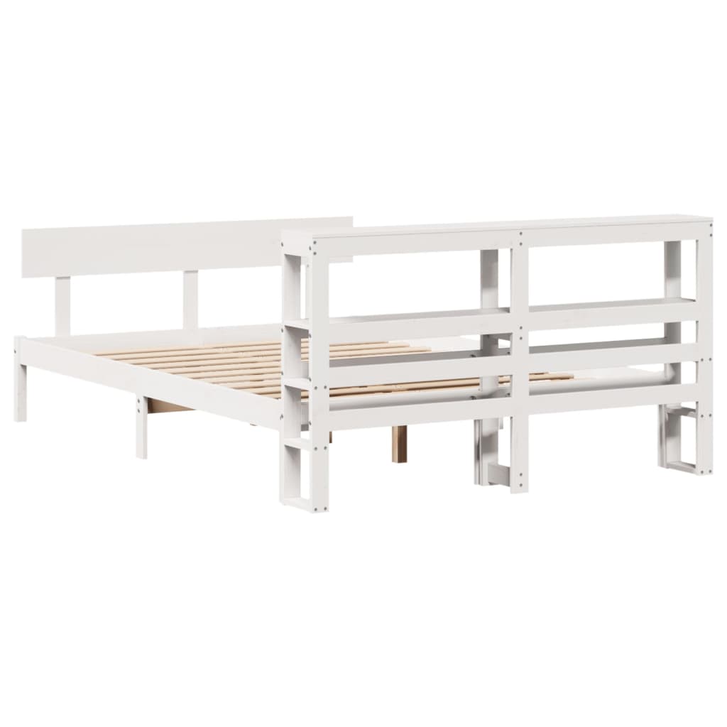 sengeramme uden madras 120x190 cm massivt fyrretræ hvid