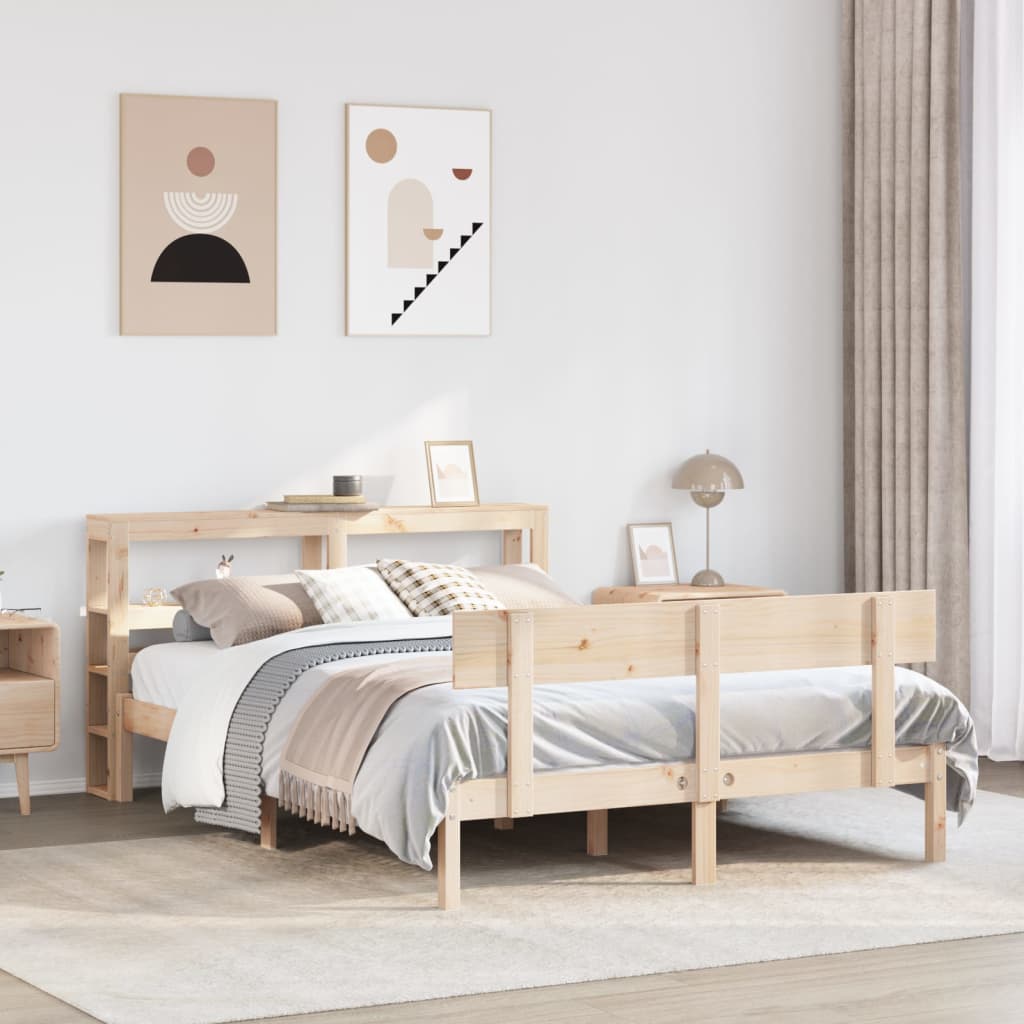 sengeramme uden madras 140x190 cm massivt fyrretræ