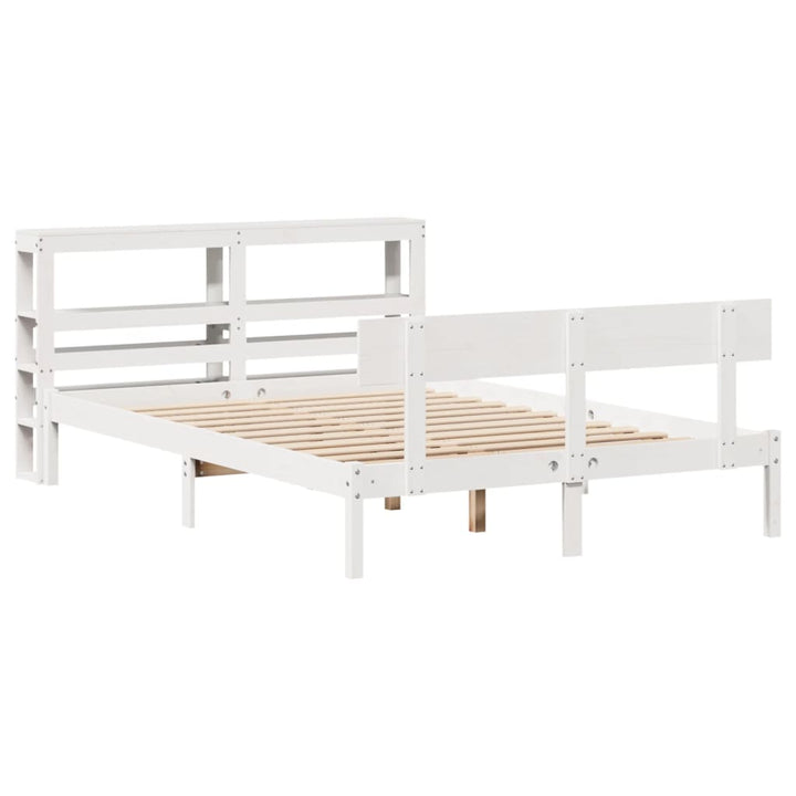 sengeramme uden madras 140x190 cm massivt fyrretræ hvid