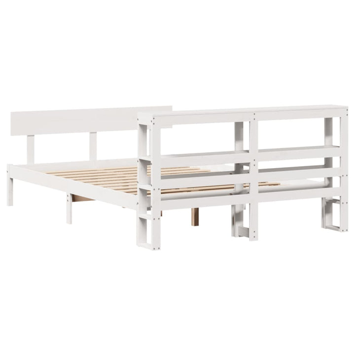 sengeramme uden madras 140x190 cm massivt fyrretræ hvid