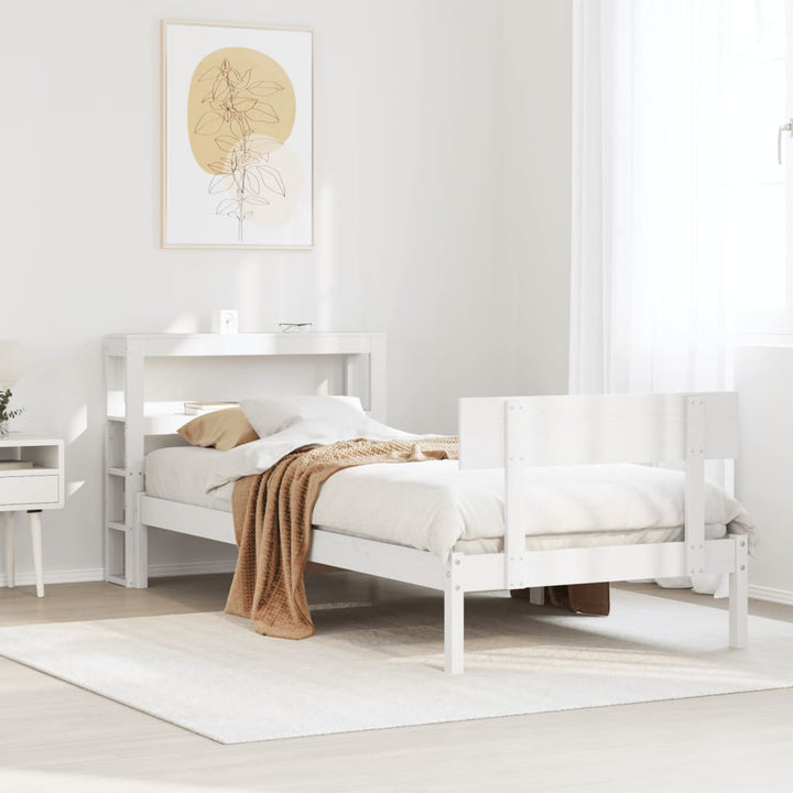 sengeramme uden madras 90x200 cm massivt fyrretræ hvid