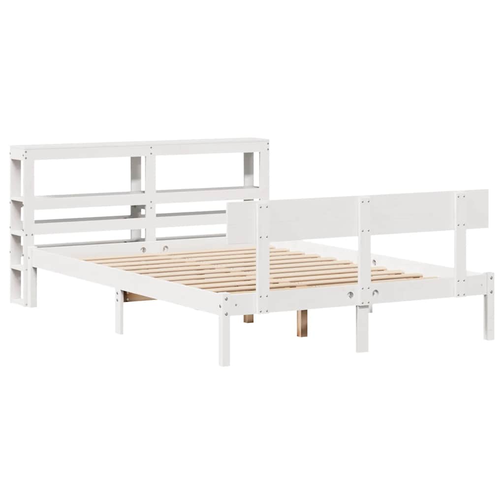 sengeramme uden madras 120x200 cm massivt fyrretræ hvid