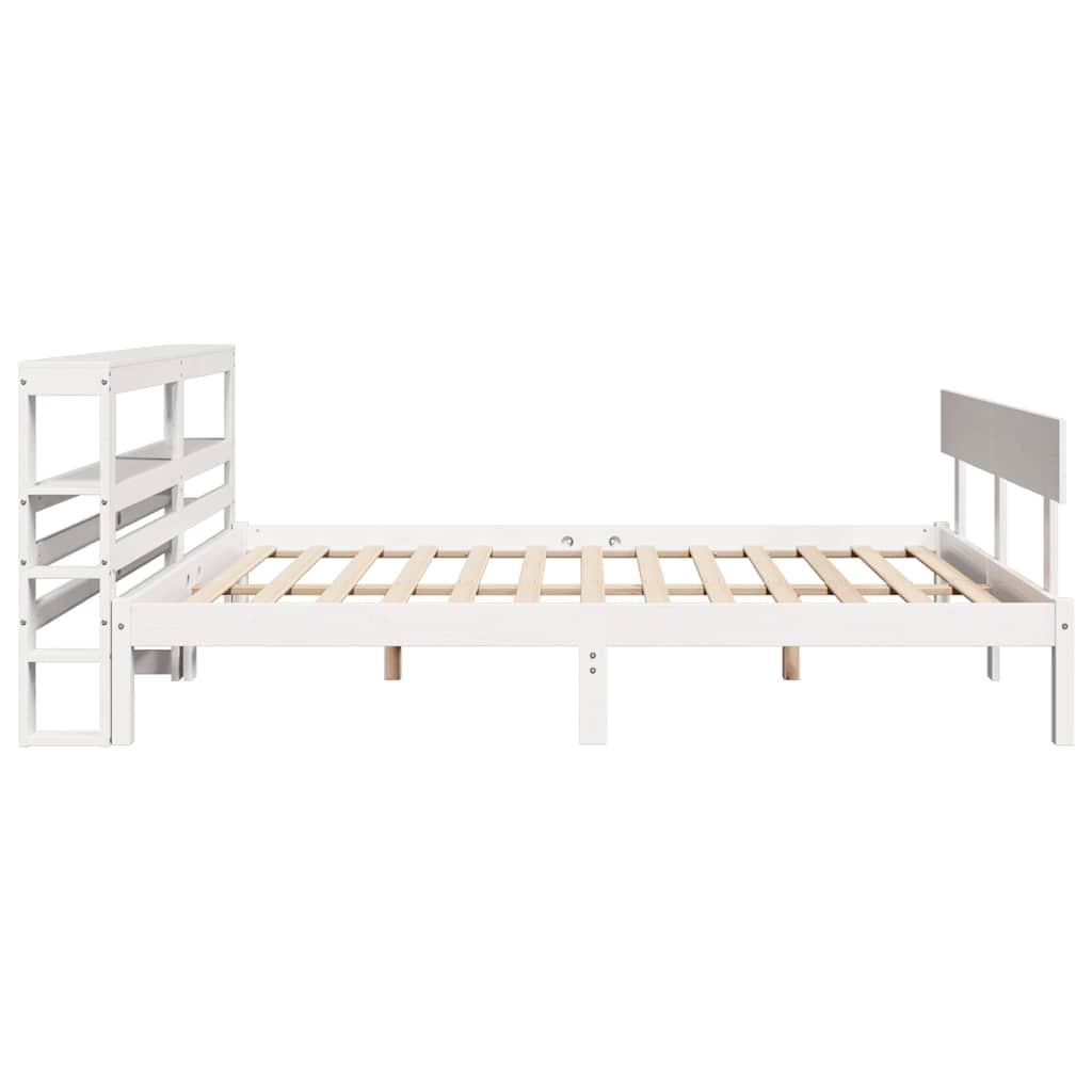 sengeramme uden madras 120x200 cm massivt fyrretræ hvid