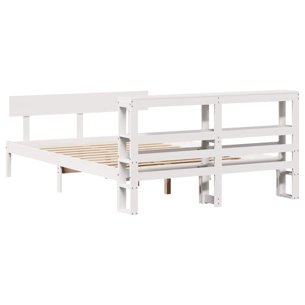 sengeramme uden madras 120x200 cm massivt fyrretræ hvid