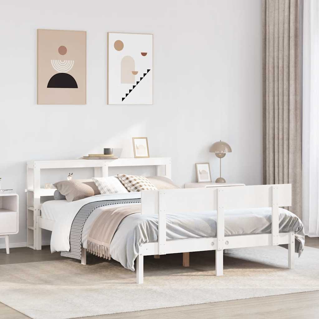 sengeramme uden madras 120x200 cm massivt fyrretræ hvid