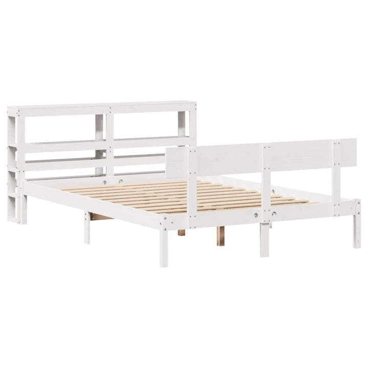 sengeramme uden madras 150x200 cm massivt fyrretræ hvid