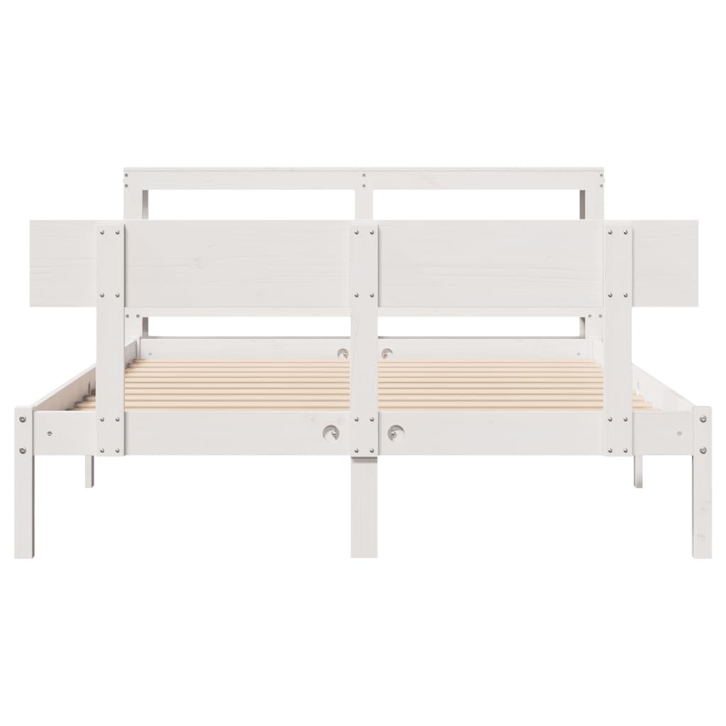 sengeramme uden madras 150x200 cm massivt fyrretræ hvid