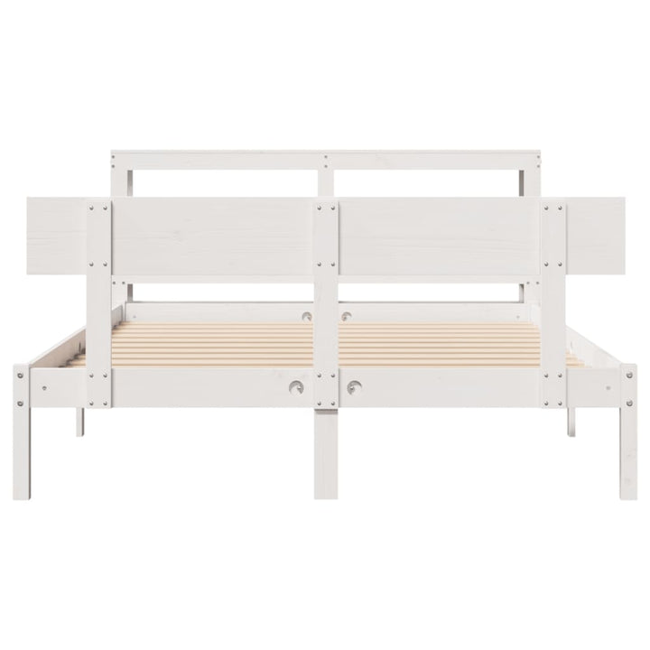 sengeramme uden madras 150x200 cm massivt fyrretræ hvid