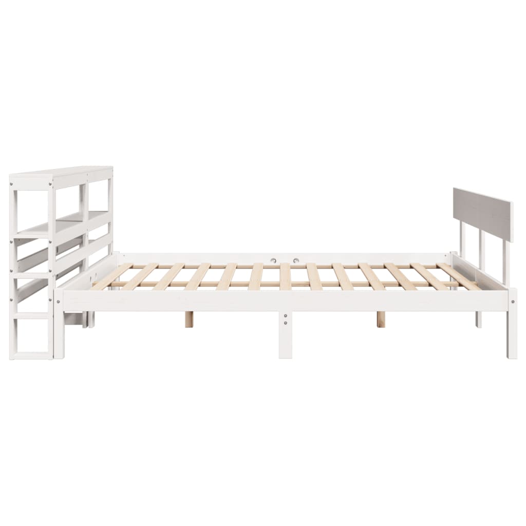 sengeramme uden madras 150x200 cm massivt fyrretræ hvid