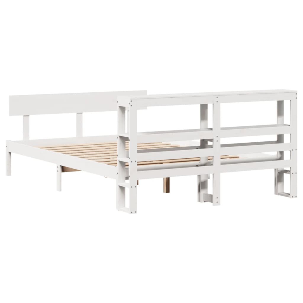 sengeramme uden madras 150x200 cm massivt fyrretræ hvid