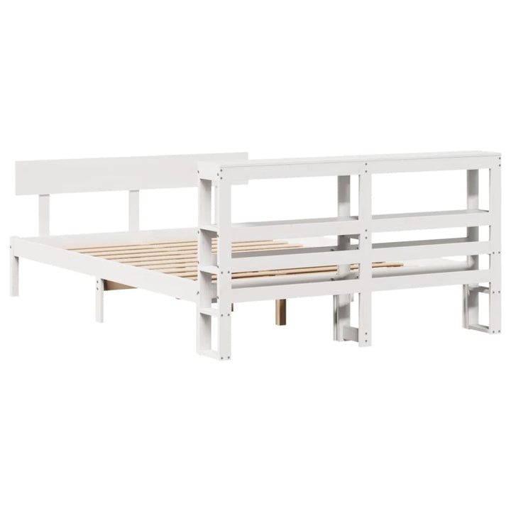 sengeramme uden madras 150x200 cm massivt fyrretræ hvid
