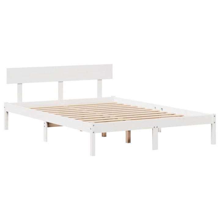 sengeramme uden madras 150x200 cm massivt fyrretræ hvid
