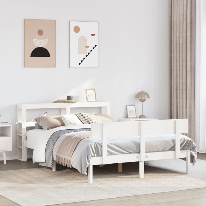 sengeramme uden madras 150x200 cm massivt fyrretræ hvid