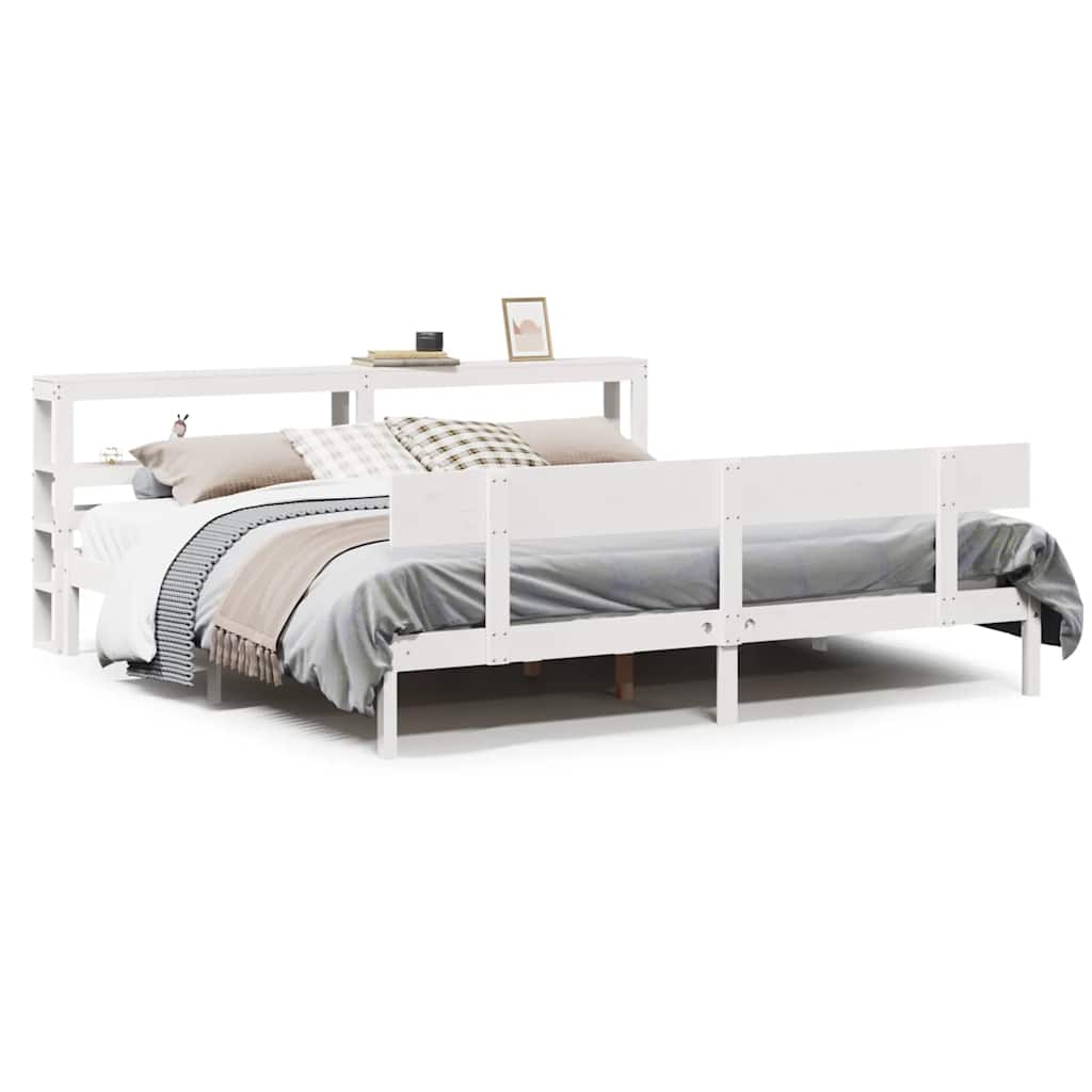 sengeramme uden madras 180x200 cm massivt fyrretræ hvid