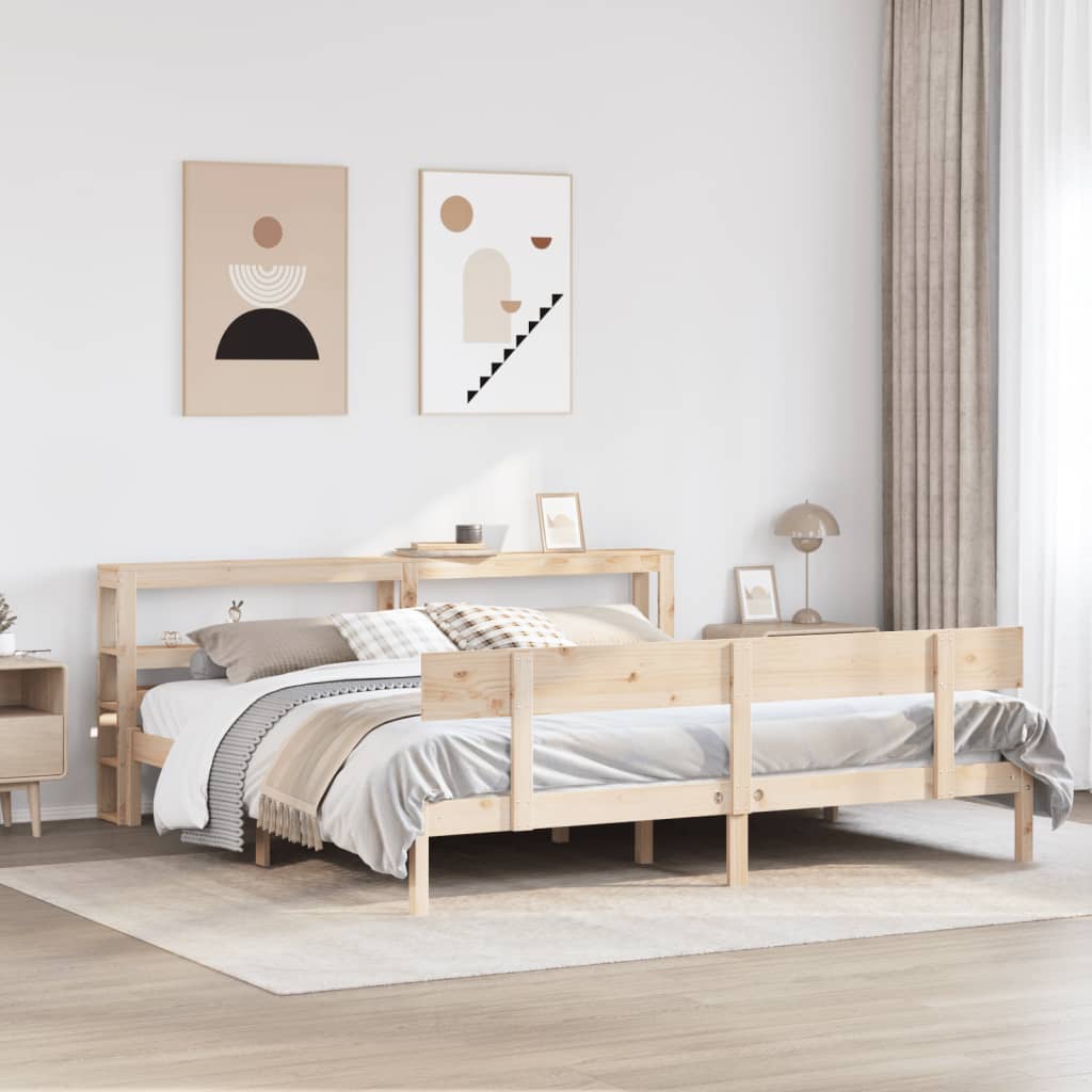 sengeramme uden madras 200x200 cm massivt fyrretræ