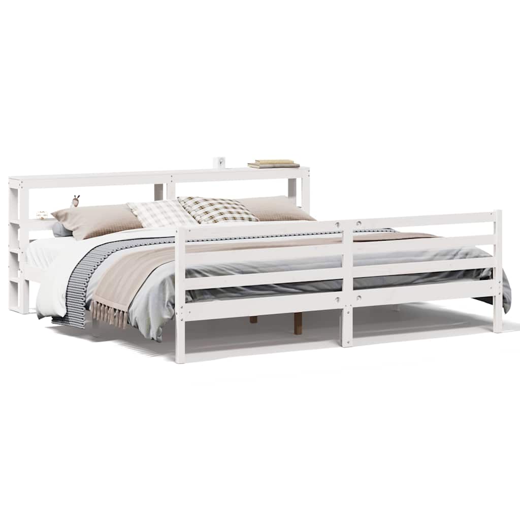 sengeramme uden madras 200x200 cm massivt fyrretræ hvid