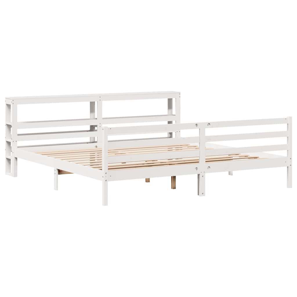 sengeramme uden madras 200x200 cm massivt fyrretræ hvid