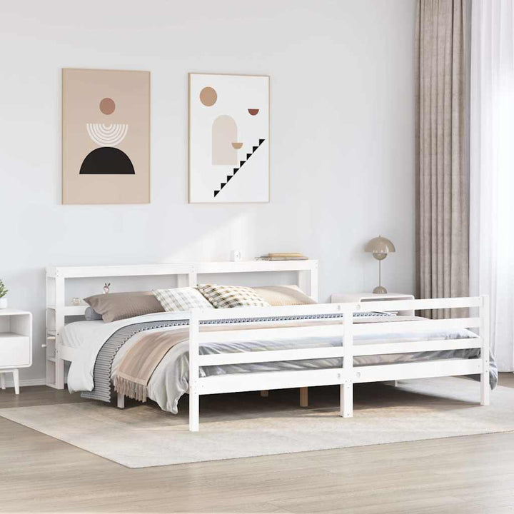 sengeramme uden madras 200x200 cm massivt fyrretræ hvid