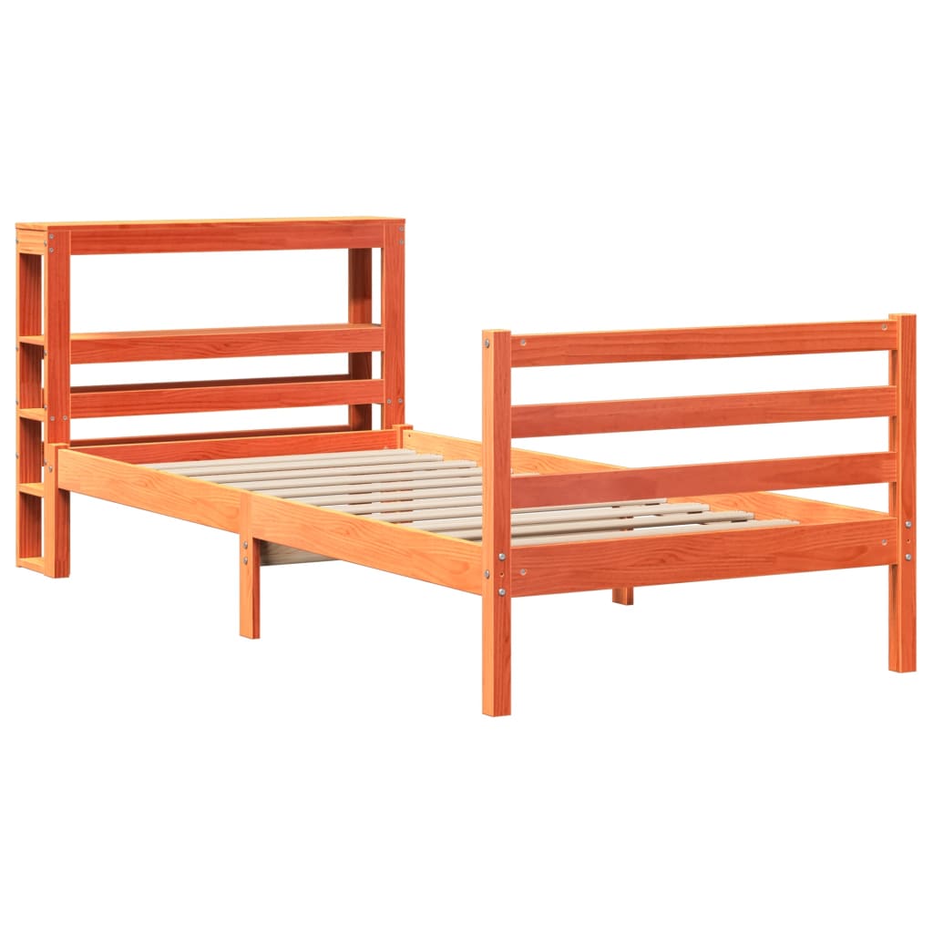 sengeramme uden madras 75x190 cm massivt fyrretræ gyldenbrun