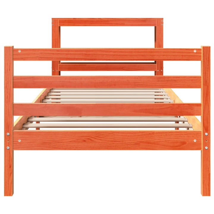 sengeramme uden madras 75x190 cm massivt fyrretræ gyldenbrun