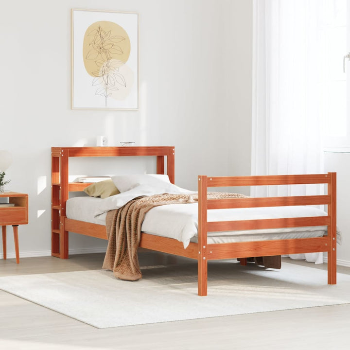 sengeramme uden madras 75x190 cm massivt fyrretræ gyldenbrun