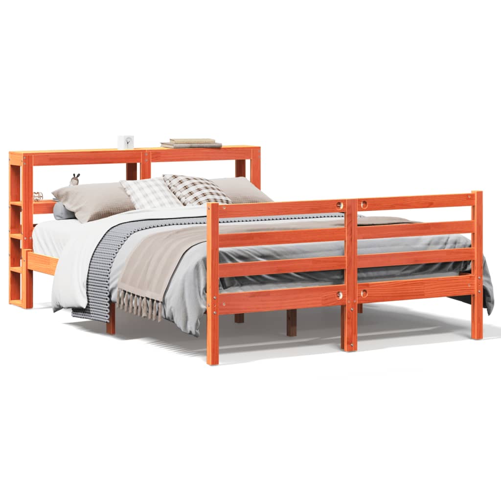sengeramme uden madras 120x190 cm massivt fyrretræ gyldenbrun