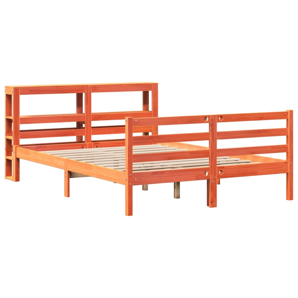 sengeramme uden madras 120x190 cm massivt fyrretræ gyldenbrun