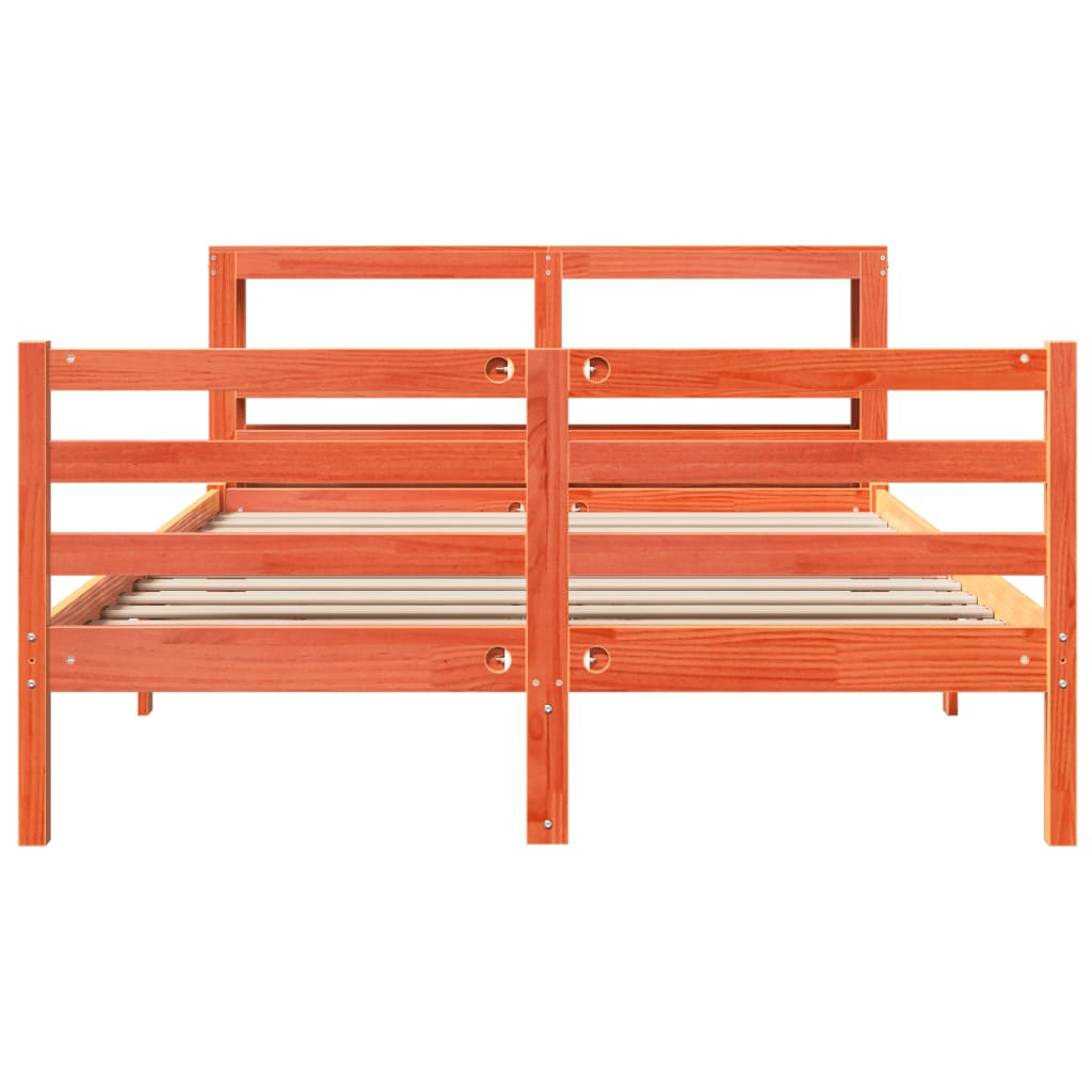 sengeramme uden madras 150x200 cm massivt fyrretræ gyldenbrun