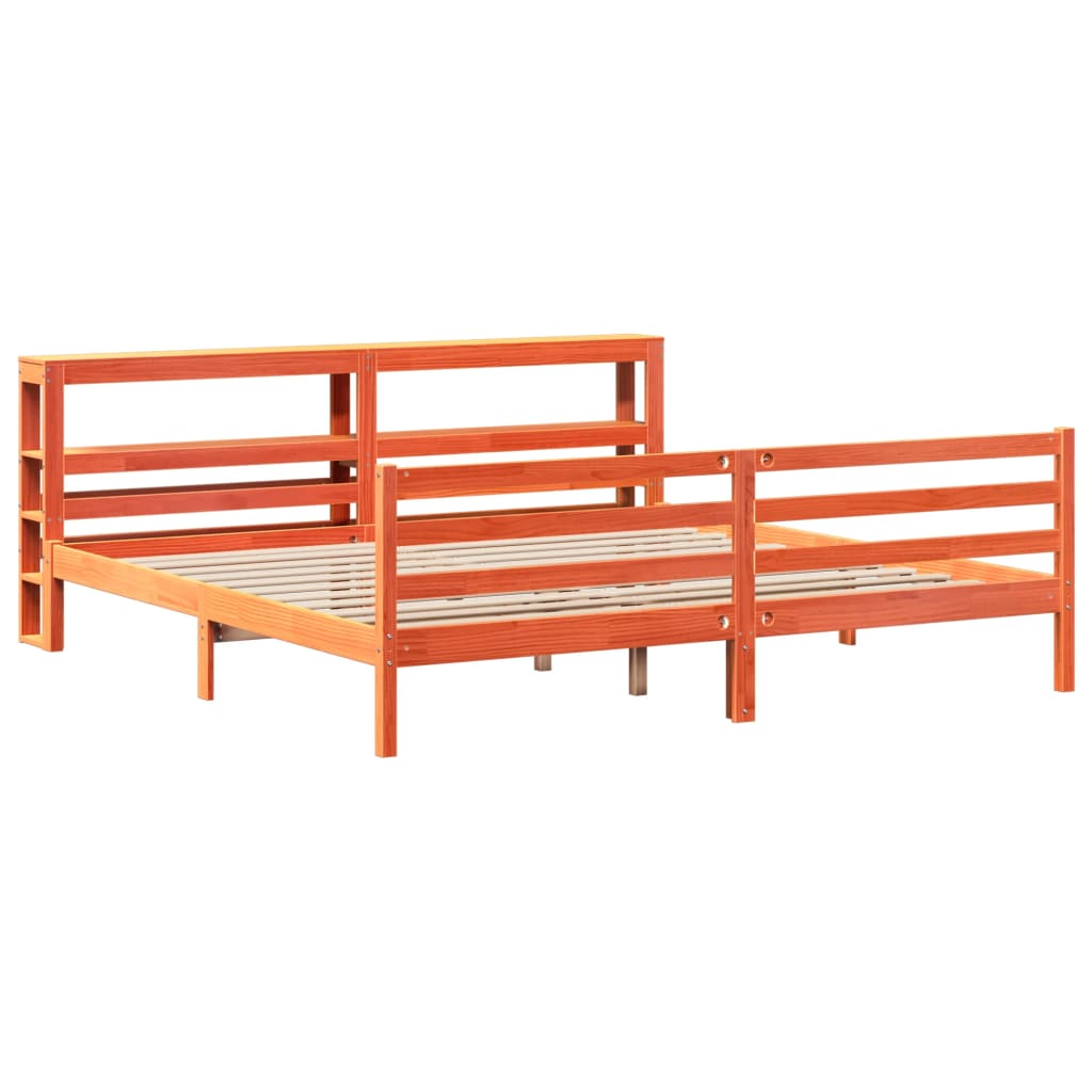 sengeramme uden madras 200x200 cm massivt fyrretræ gyldenbrun
