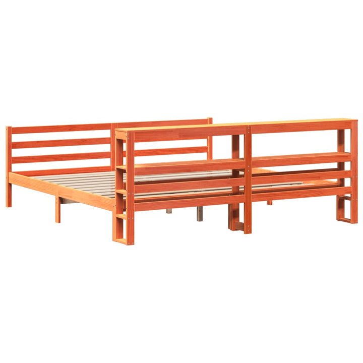 sengeramme uden madras 200x200 cm massivt fyrretræ gyldenbrun