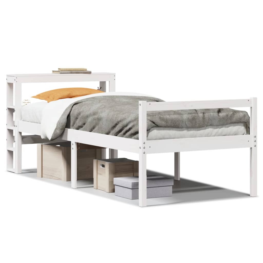 seniorseng med sengegavl 75x190 cm massivt fyrretræ hvid