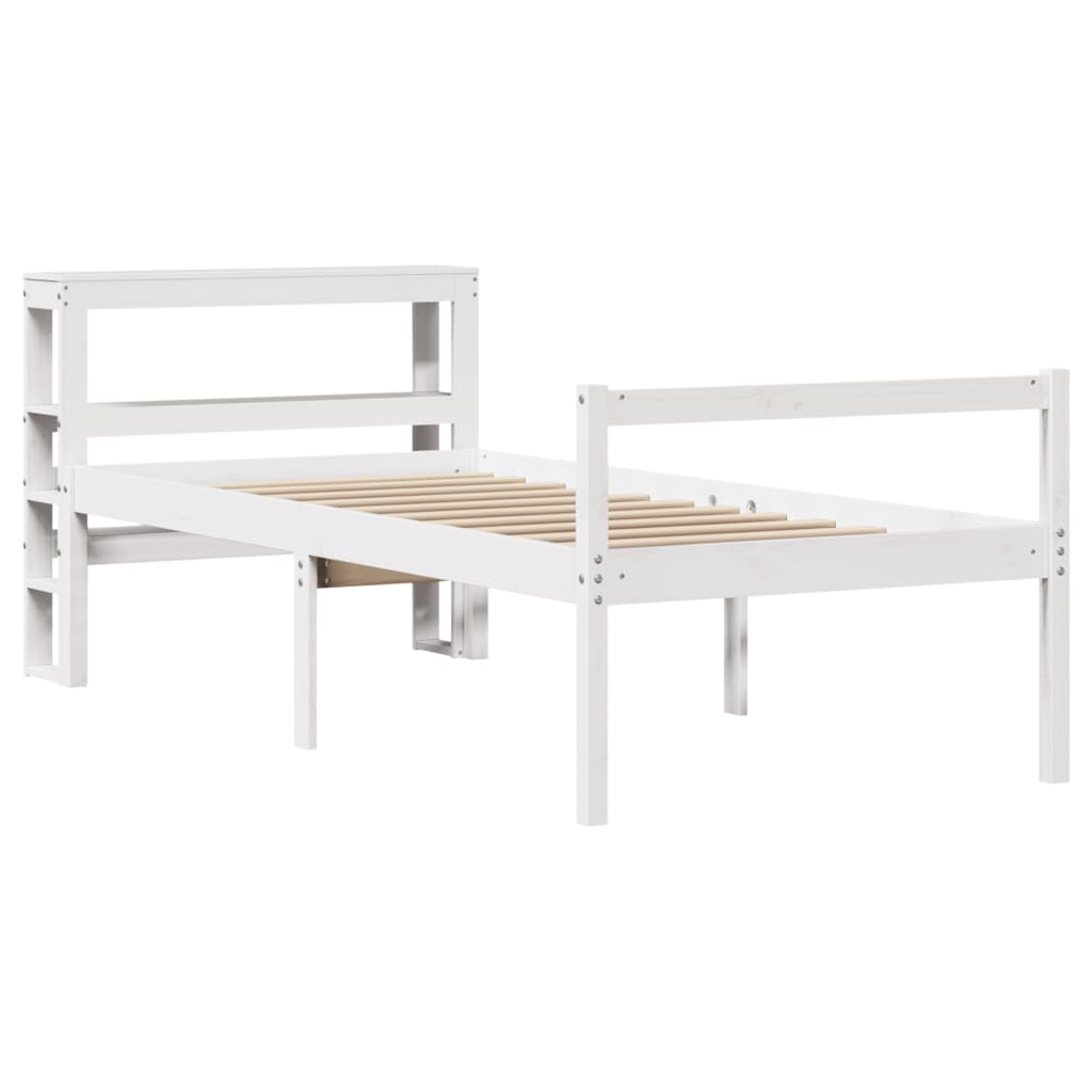 seniorseng med sengegavl 75x190 cm massivt fyrretræ hvid