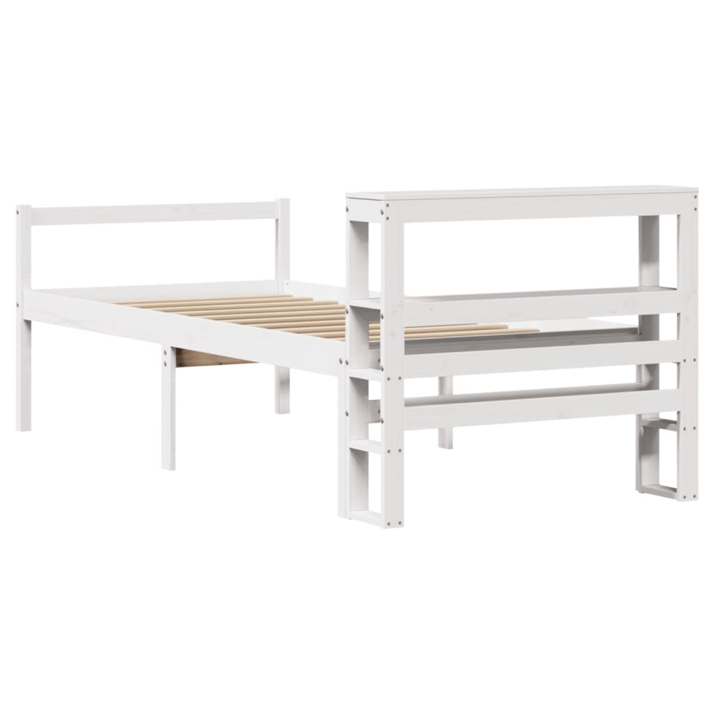 seniorseng med sengegavl 90x190 cm massivt fyrretræ hvid