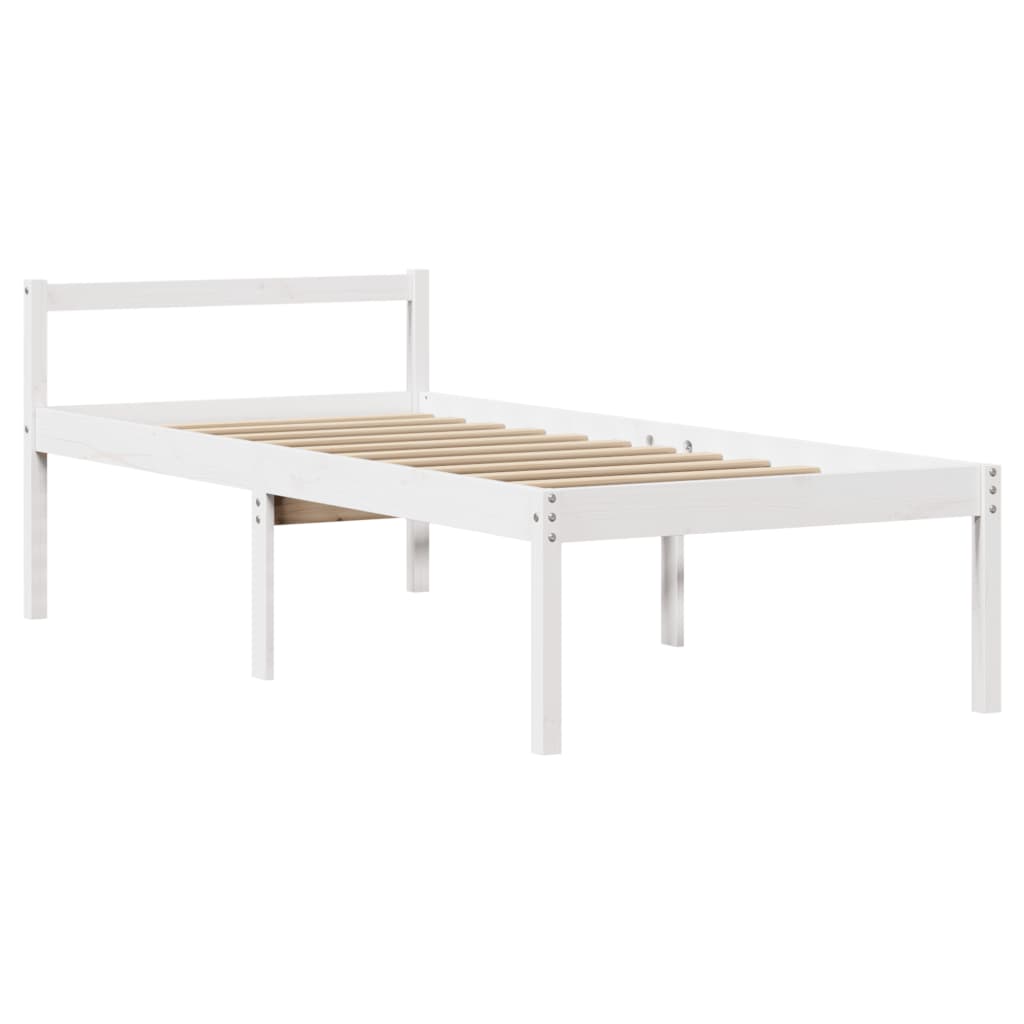 seniorseng med sengegavl 90x190 cm massivt fyrretræ hvid