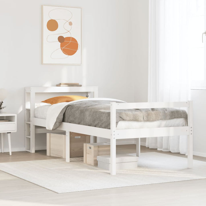 seniorseng med sengegavl 90x190 cm massivt fyrretræ hvid