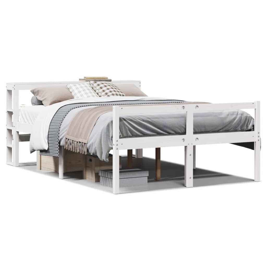 seniorseng med sengegavl 120x200 cm massivt fyrretræ hvid