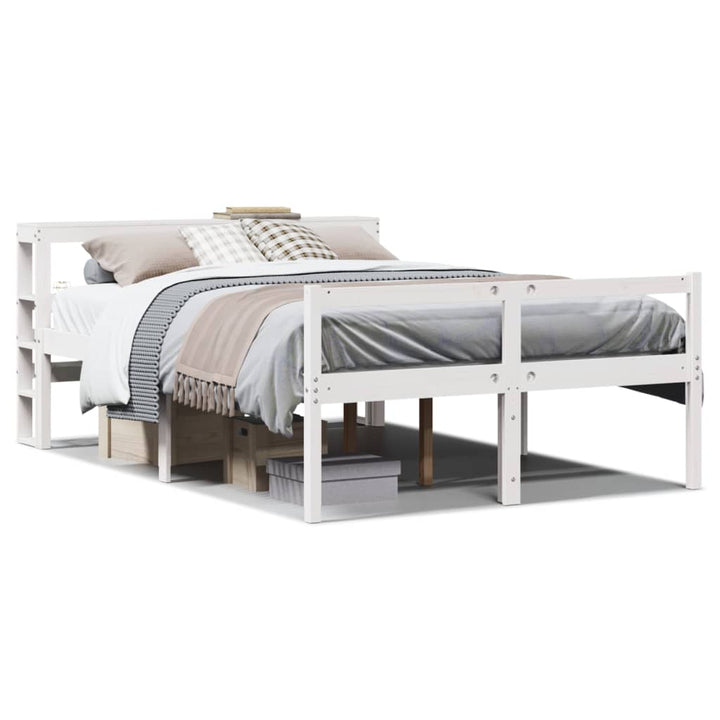 seniorseng med sengegavl 120x200 cm massivt fyrretræ hvid