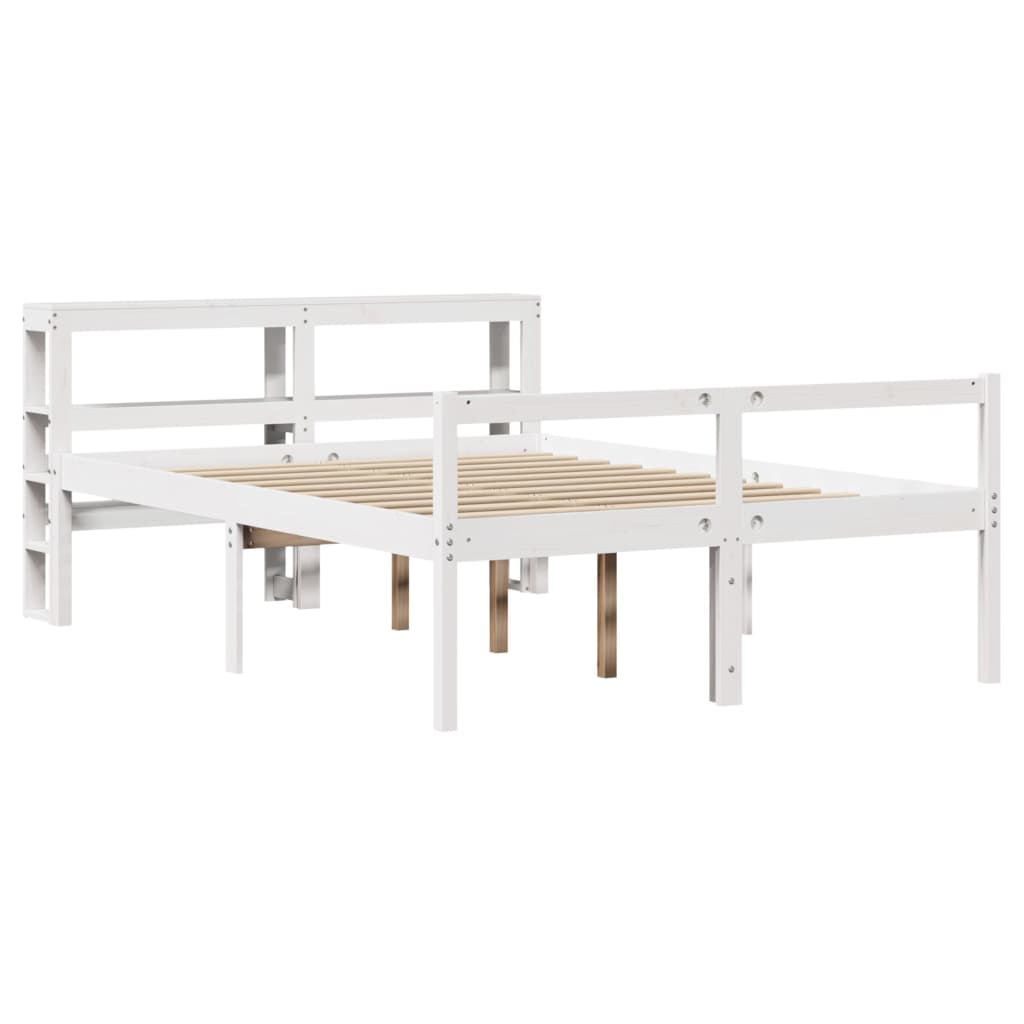 seniorseng med sengegavl 120x200 cm massivt fyrretræ hvid