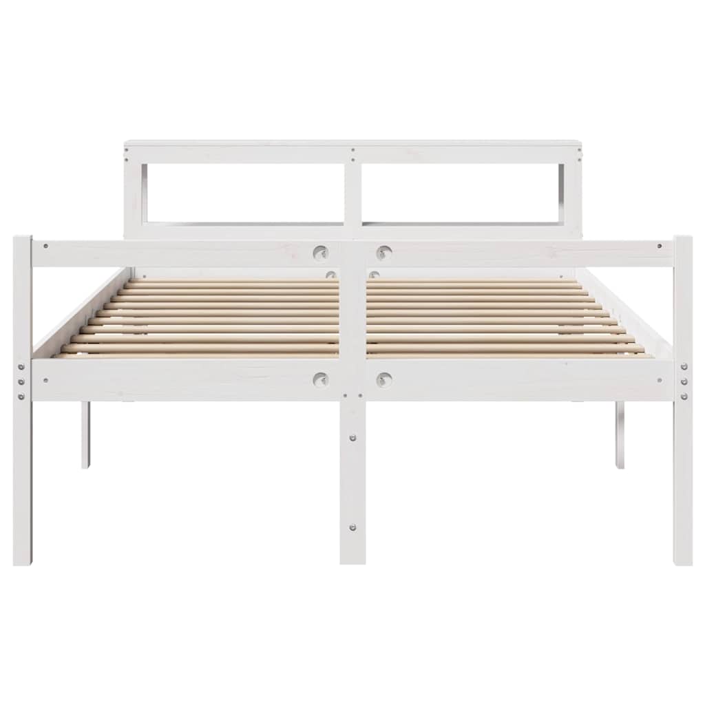 seniorseng med sengegavl 120x200 cm massivt fyrretræ hvid