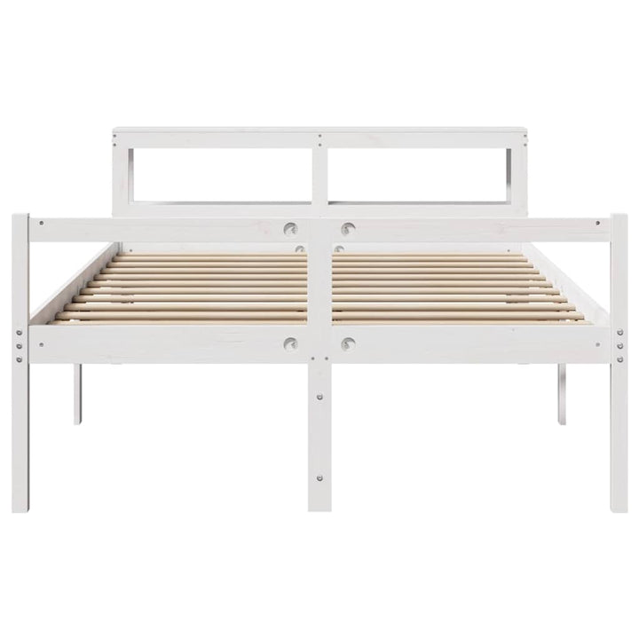 seniorseng med sengegavl 120x200 cm massivt fyrretræ hvid