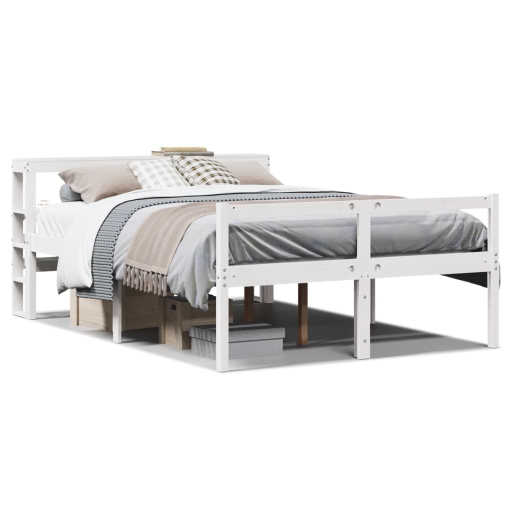 seniorseng med sengegavl 140x200 cm massivt fyrretræ hvid