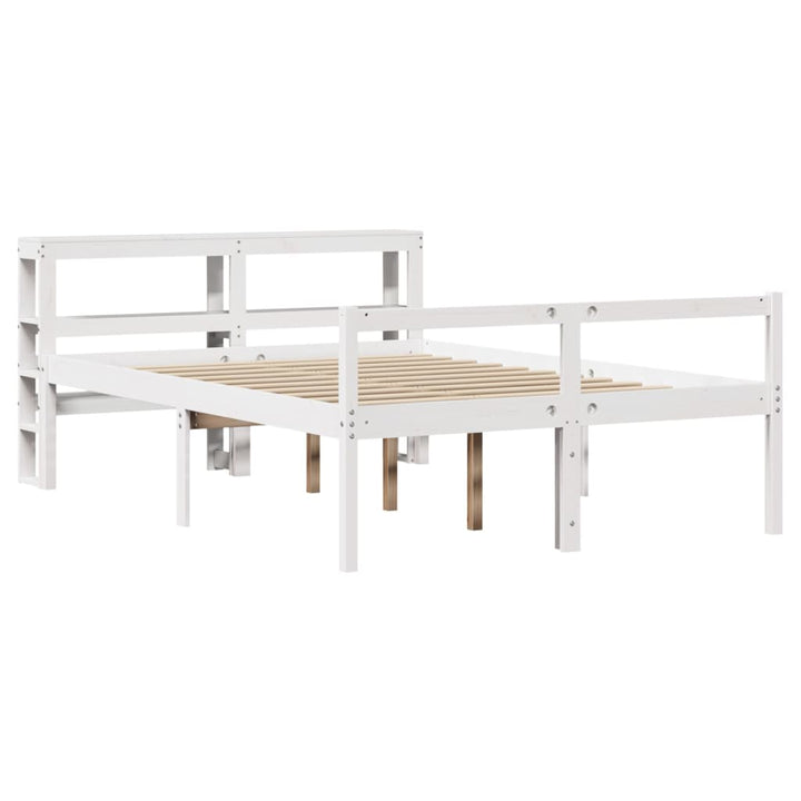 seniorseng med sengegavl 140x200 cm massivt fyrretræ hvid